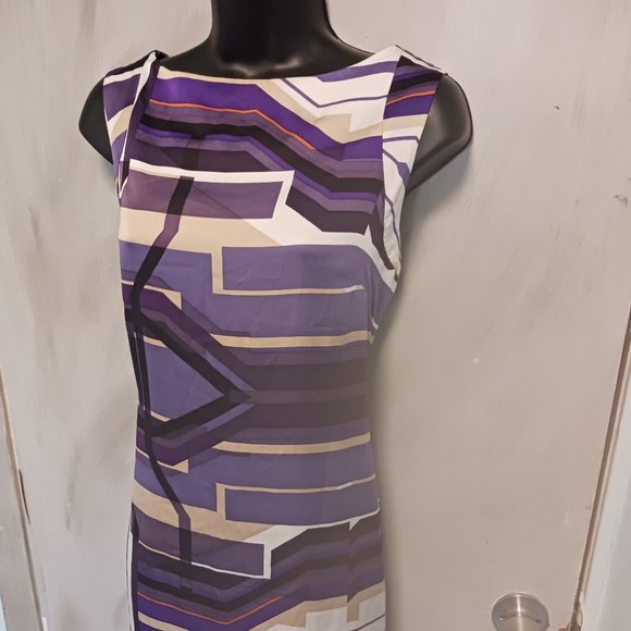 Antonio Melani Purple Silk Geo Dress - Picture 4 of 14